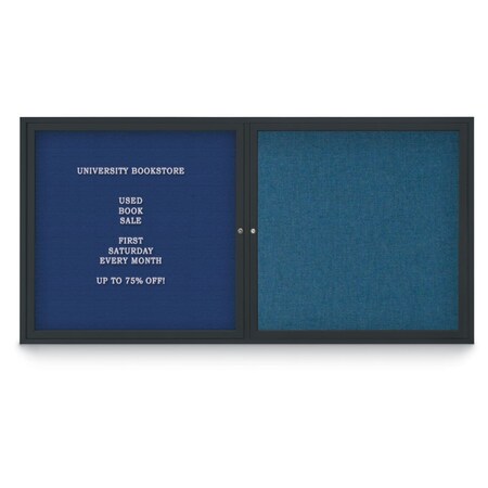 United Visual Products Corkboard, 72"x36", Ultramarine/Black UV406PLUS-BLACK-ULTMAR